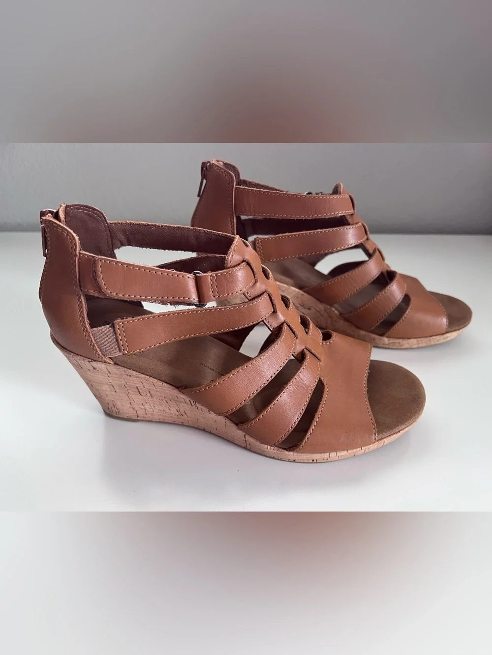 Rockport Brown Strappy Gladiator Sandal Wedges for Women